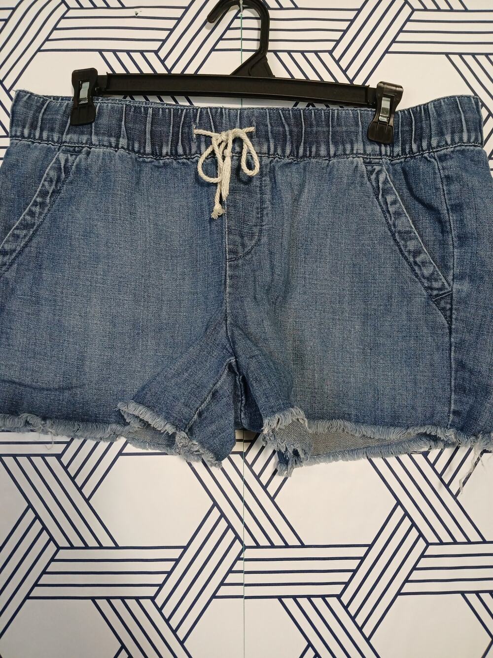 Loft Raw Hem Tie Waist Denim Shorts